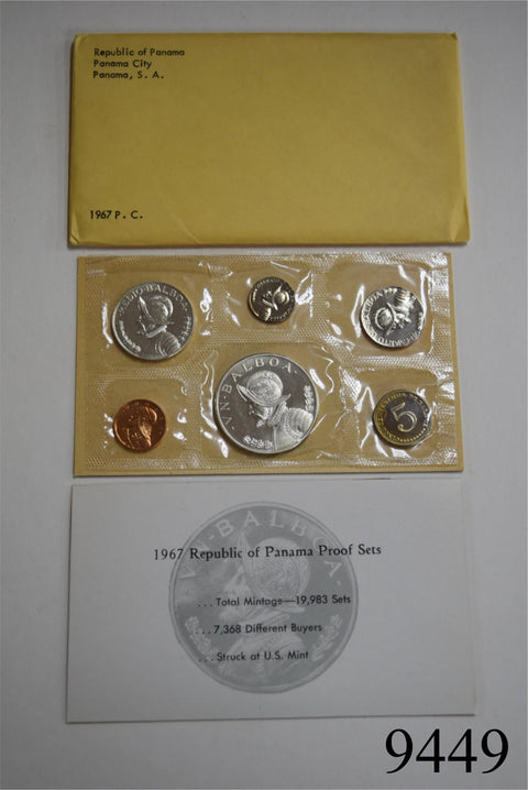 1967 PANAMA Large CONQUISTADOR BALBOA Genuine Proof 6 Coin Set 2 Silver