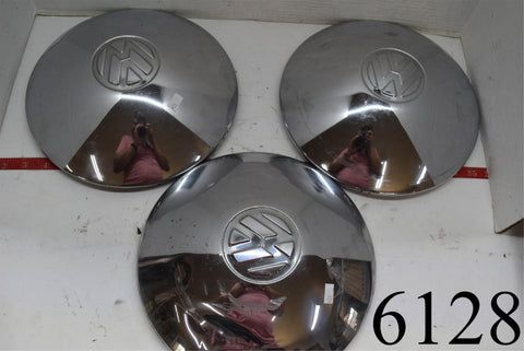 Three Vintage 1966-67 VW Dog Dish Hubcaps Chrome Flat Wide volkswagen hub cap hubcap