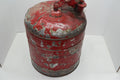 ANTIQUE VINTAGE 5 GALLON GAS CAN OLD RED PAINT SAFTEY CAN