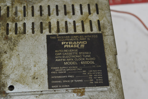 Dolby Car Stereo PYRAMID Phase III 640DGL Am/fm Dig Auto Rev Casette RARE