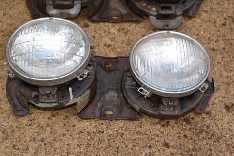 1964 Ford Galaxie Left Right Pair Headlight Assembly Buckets Mount Trim Ring 64