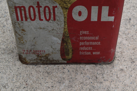 Allstate Regular Motor Oil Can Tin Man Cave Garage Decor Vintage Rustic Old 10QT