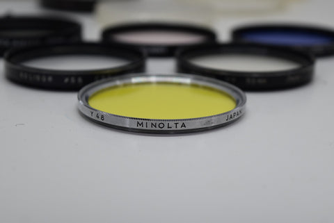 Lot of 6 55mm Lens Filters Minolta Tiffen Sears Samigon S&K Yellow UV Polarizer