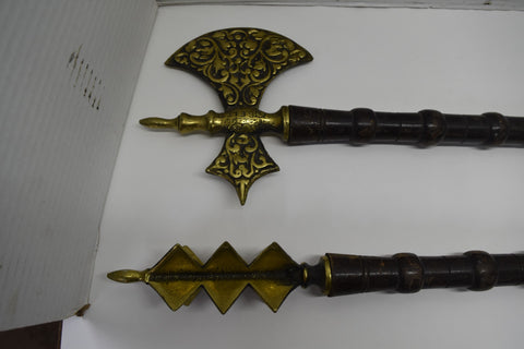 DREGO DESIGN B.E.L MADE IN ENGLAND DECORATIVE MACE AXE BRASS