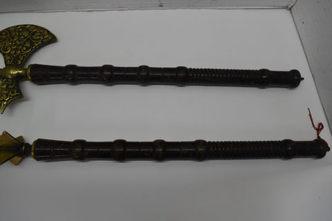 DREGO DESIGN B.E.L MADE IN ENGLAND DECORATIVE MACE AXE BRASS