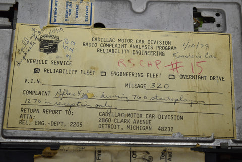 1977 1978 1979 CADILLAC ELDORADO AM/FM Radio STEREO CASSETTE PLAYER Not Test