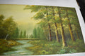 L.Newton Original Landscape Oil Painting trees with a river canvas