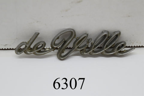 Vintage Cadillac DeVille Script Emblem Chrome Metal Name Plate 1970's