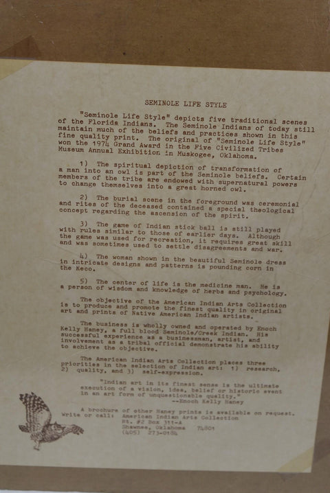 Enoch Kelly Haney- Seminole lifestyle Native American house decor 24x18 518/200