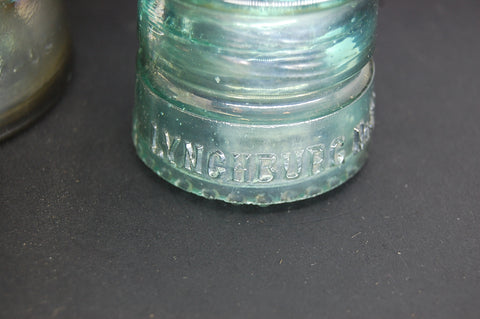 Lot Of 3 Insulators Hemingray Lynchburg Aqua Blue Clear Gray Collectible Decor