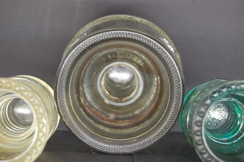 Lot Of 3 Insulators Hemingray Lynchburg Aqua Blue Clear Gray Collectible Decor