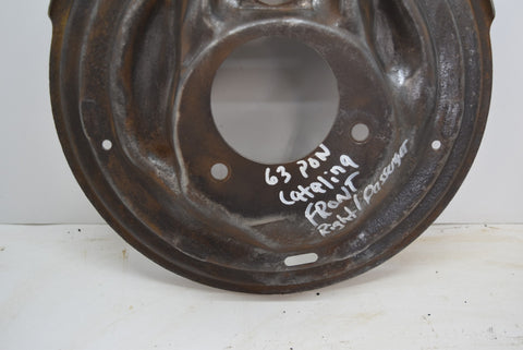 Rare 1963 Pontiac Catalina 11" Front RH Passenger Backing Plate CLEAN