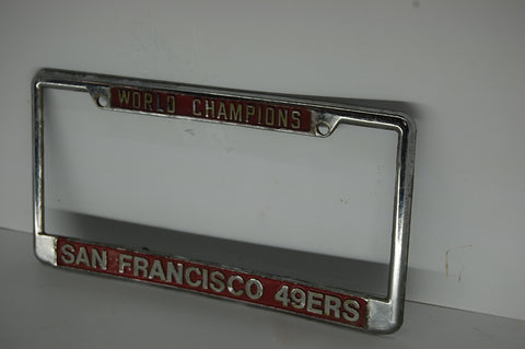 Vintage 49ers San Francisco License Plate Frame Metal Chrome Collectible Decor