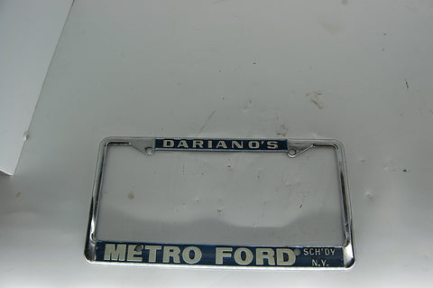 Vintage Dealer License Plate Frame Metal Chrome Collectible Man Cave Decor