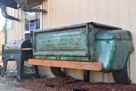 Custom Handmade 1950s Chevy Truck Bed Outdoor Table Workbench Garage Mancave