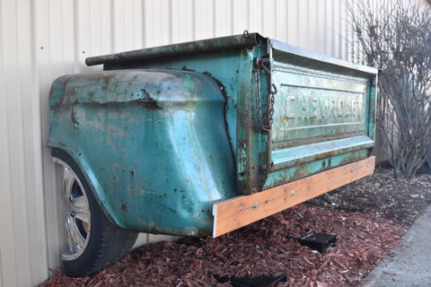 Custom Handmade 1950s Chevy Truck Bed Outdoor Table Workbench Garage Mancave