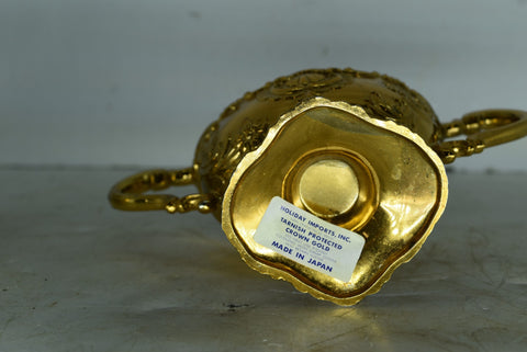 Holiday Imports Made In Japan Crown Gold Gravy Boat Sugar Bowl Tarnish Protect
