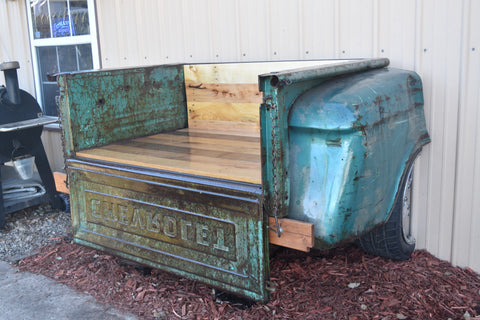 Custom Handmade 1950s Chevy Truck Bed Outdoor Table Workbench Garage Mancave