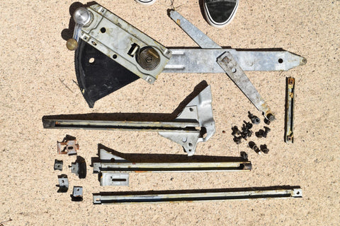 1968 1969 Buick Skylark Left Driver Manual Window Regulator + Channels LH 68 69