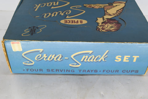 1950's Anchor Hocking Serva-Snack Complete Set 8 Pieces Clear Glassware Trays