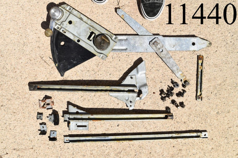 1968 1969 Buick Skylark Left Driver Manual Window Regulator + Channels LH 68 69