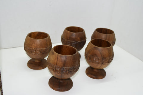 Lina Vizcarra - Oandasan Handcrafted Wood Stiens Philippines Vintage 5 cup set