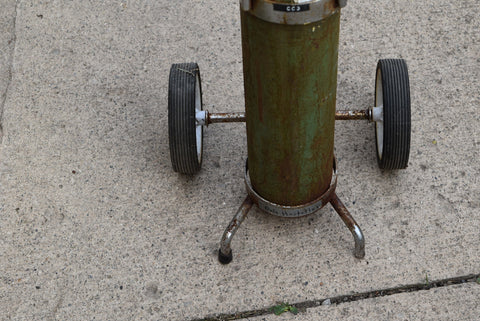 Used Empty Steel Oxygen Tank With Rolling Cart Holder! Solid!