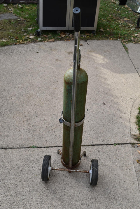 Used Empty Steel Oxygen Tank With Rolling Cart Holder! Solid!