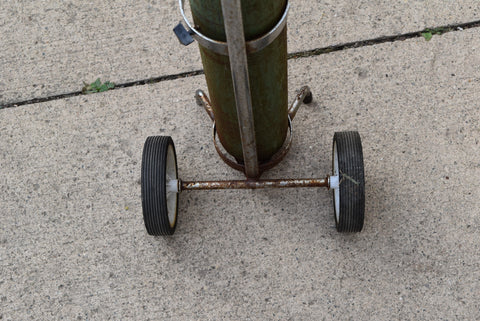 Used Empty Steel Oxygen Tank With Rolling Cart Holder! Solid!