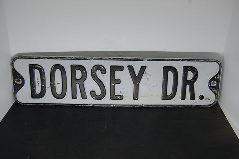 Vintage Street Sign Dorsey Dr Old Antique Embossed Metal 1930's 30's Decor