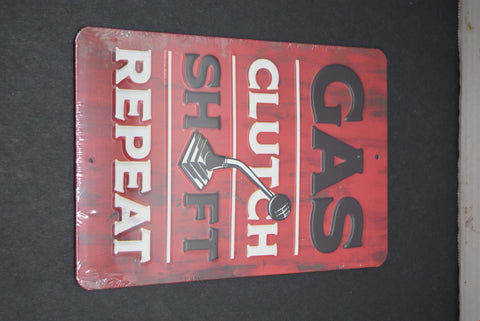 Gas Clutch Shift Repeat Wall Sign Decor Garage Man Cave Car Mechanic Gift