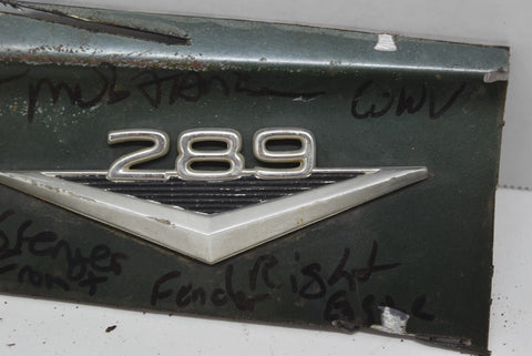 65 66 MUSTANG Original oem FORD 289 FENDER EMBLEMS right