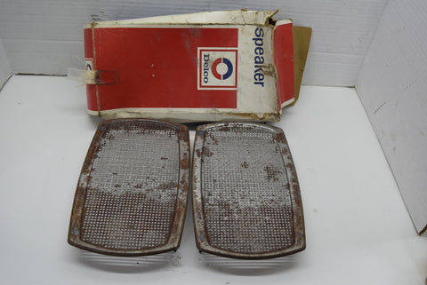 NOS 1964 1980 GM Rear Speaker Grille Cover Pair Grill Set of 2 IN BOX 4x10 Metal
