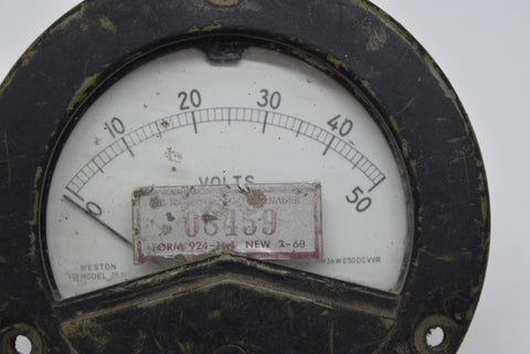 Vintage Direct Current Volts Panel Meter Gauge 0-50 cool man cave weston 2531