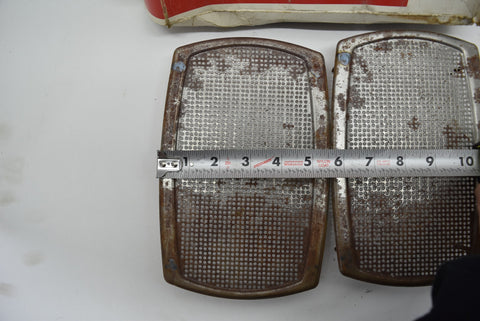 NOS 1964 1980 GM Rear Speaker Grille Cover Pair Grill Set of 2 IN BOX 4x10 Metal