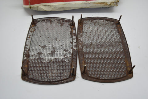 NOS 1964 1980 GM Rear Speaker Grille Cover Pair Grill Set of 2 IN BOX 4x10 Metal