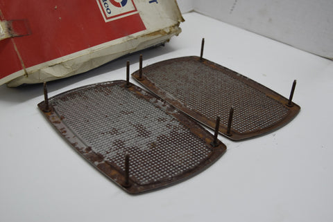 NOS 1964 1980 GM Rear Speaker Grille Cover Pair Grill Set of 2 IN BOX 4x10 Metal