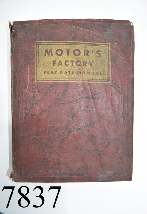 1937 Motors Factory Flat Rate Manual Parts List Labor Cost Guide Book 37 Garage