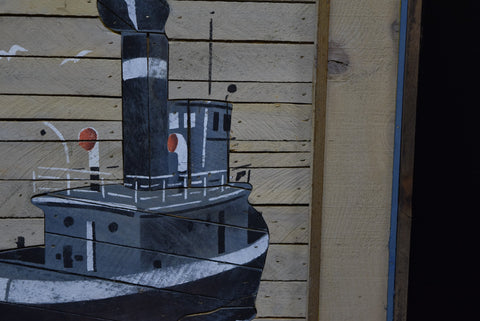 Theodore Degroot Steamboat Lath Art Picture Wall Decor Tugboat Boat SIGNED Wood