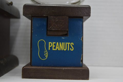 Vintage Carousel Nuts Dispenser Candy Oak Wood Pair Set Peanuts Rustic Decor