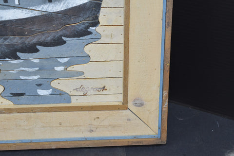 Theodore Degroot Steamboat Lath Art Picture Wall Decor Tugboat Boat SIGNED Wood