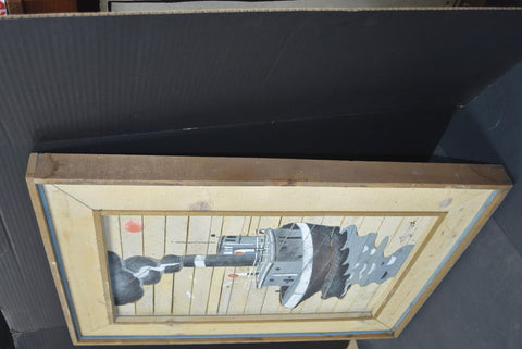 Theodore Degroot Steamboat Lath Art Picture Wall Decor Tugboat Boat SIGNED Wood