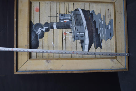 Theodore Degroot Steamboat Lath Art Picture Wall Decor Tugboat Boat SIGNED Wood