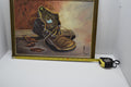 Robin Nest Eggs Boot Painting Decor Vintage Artist Hand Painted Signed Nature