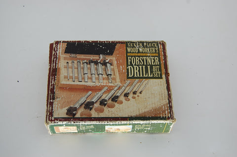 Vintage Drill Bit Set Forstner Seven 7 Piece Antique Wood Worker's Complete