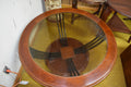 Round Wooden Coffee Table with Glass Insert Furniture Vintage Decor