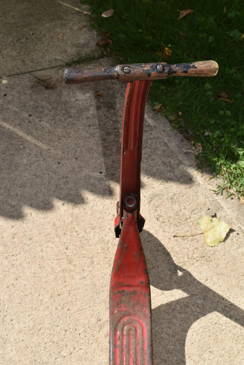 Vintage Radio Line Scooter Kick Push Flyer Retro Red Metal Wood Handles