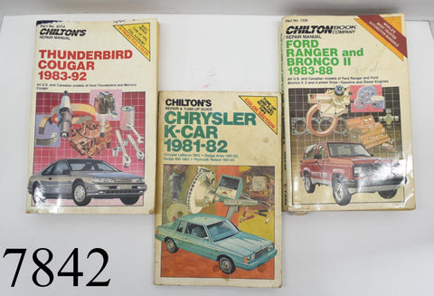 Lot of 3 Chiltons Repair Manuals Repair Chrysler K Car Ford Ranger Bronco Cougar