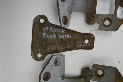1949 Buick Super 4 Door Rear Left Upper & Lower Door Hinges Top Bottom Shim 49