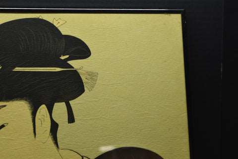 Vintage Woodblock Printing Kitagawa Utamaro Three Beautiful Girls HUGE Art Print